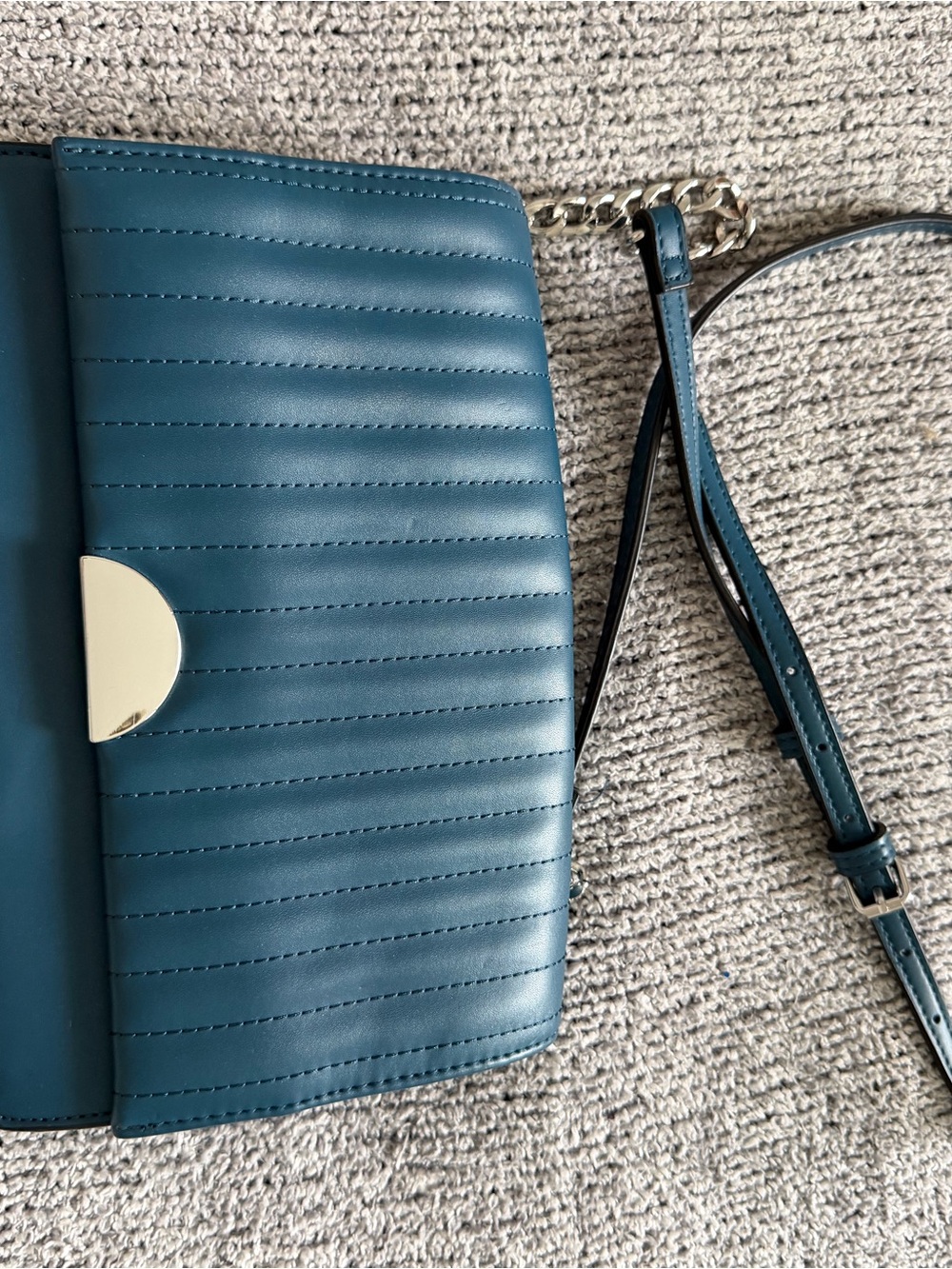 a new day Teal Quilted Crossbody with Gold Tone Clasp